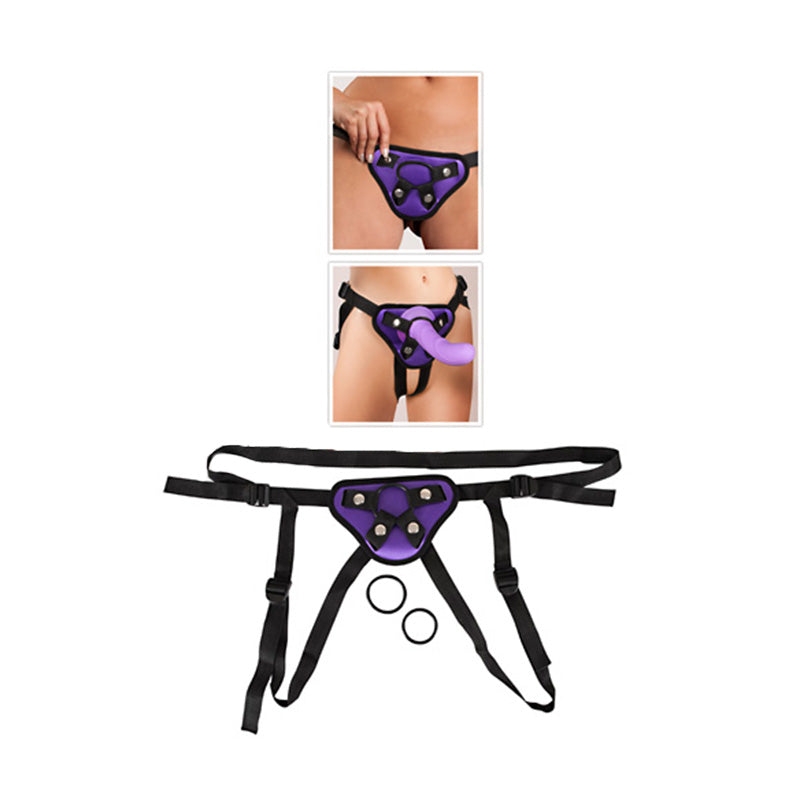 Purple And Black Universal Harness Strap On - UABDSM