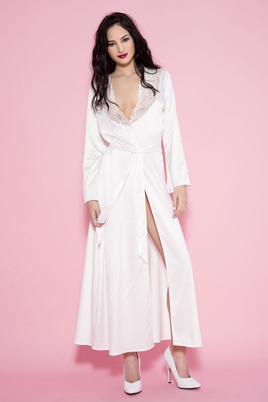 Long Satin Kimono - White Long Satin Kimono - White - UABDSM