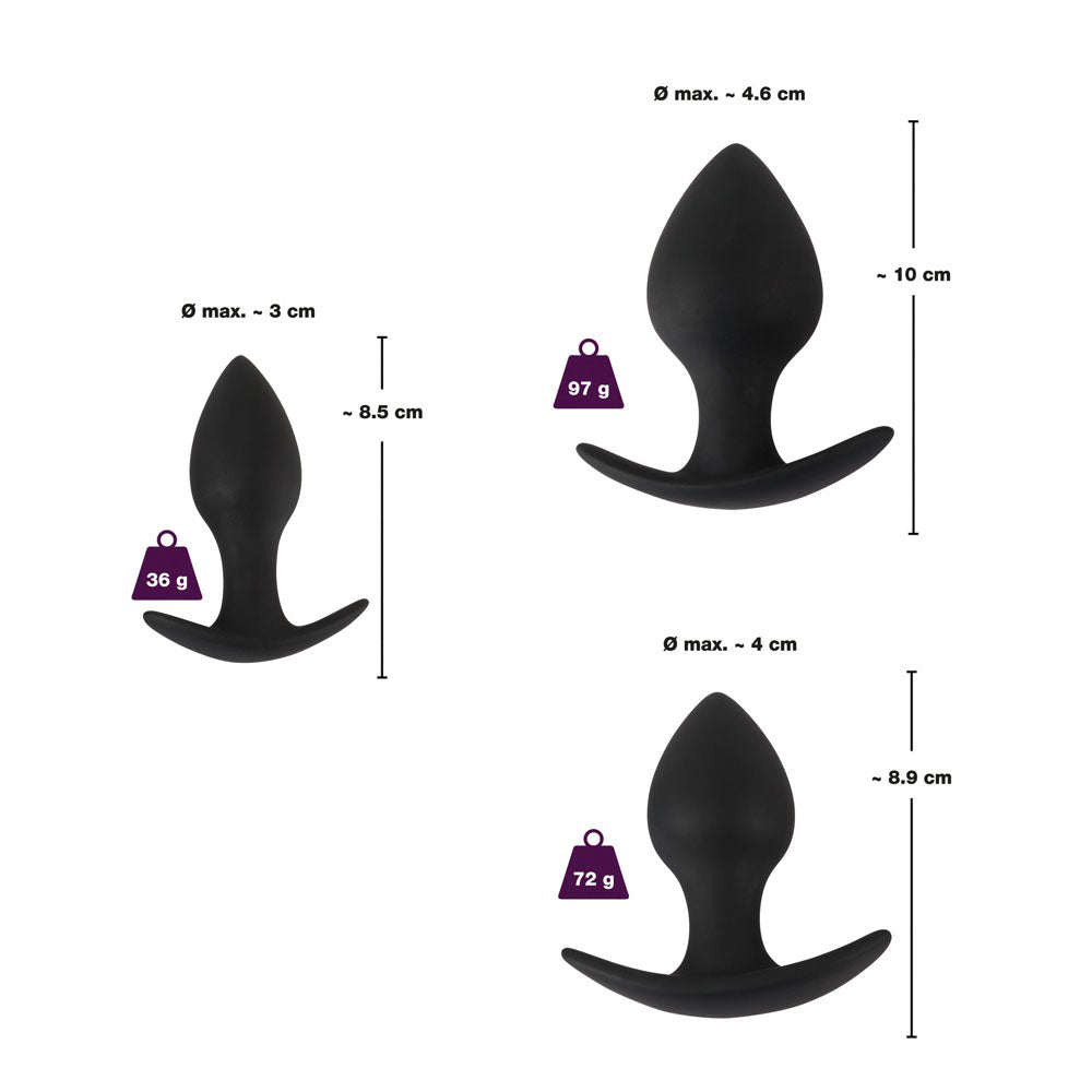 Black Velvet Silicone Three Piece Anal Training Set - UABDSM