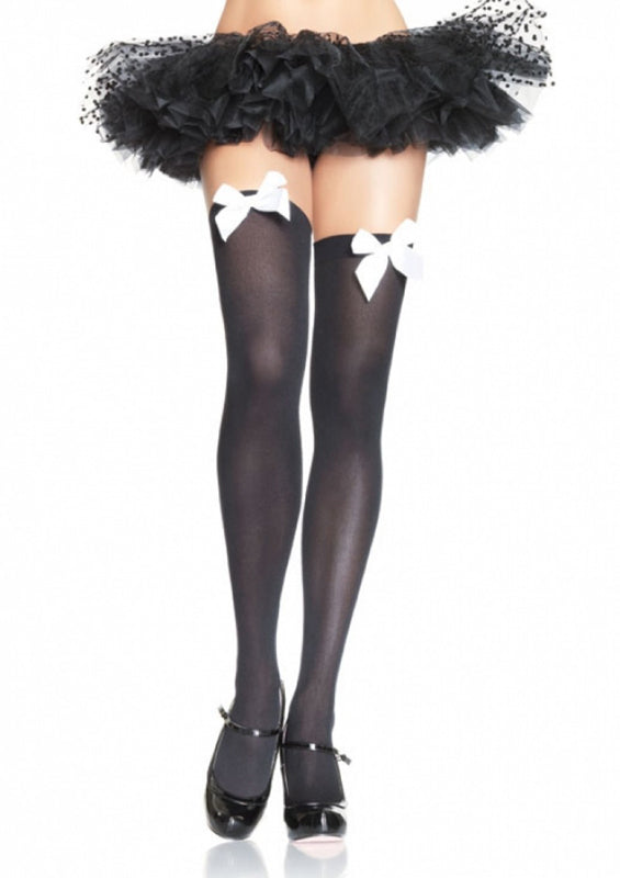 Nylon Over The Knee With Bow - Black - UABDSM