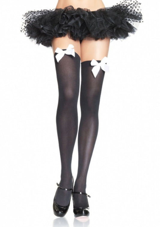 Nylon Over The Knee With Bow - Black - UABDSM