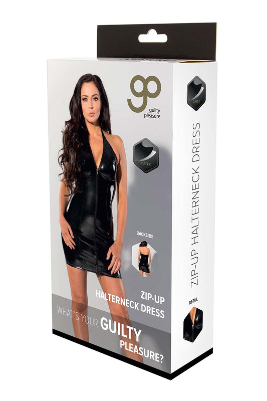 Gp Datex Zip-up Halterneck Dress L