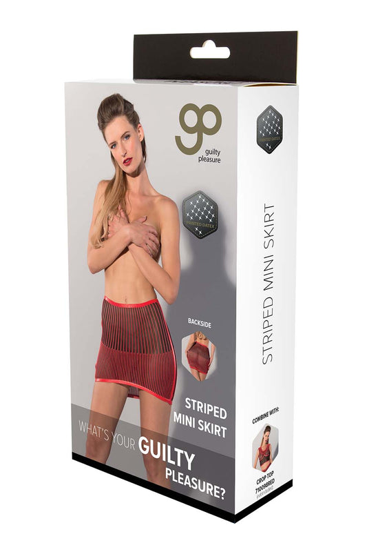 Gp Printed Datex Striped Mini Skirt Xl