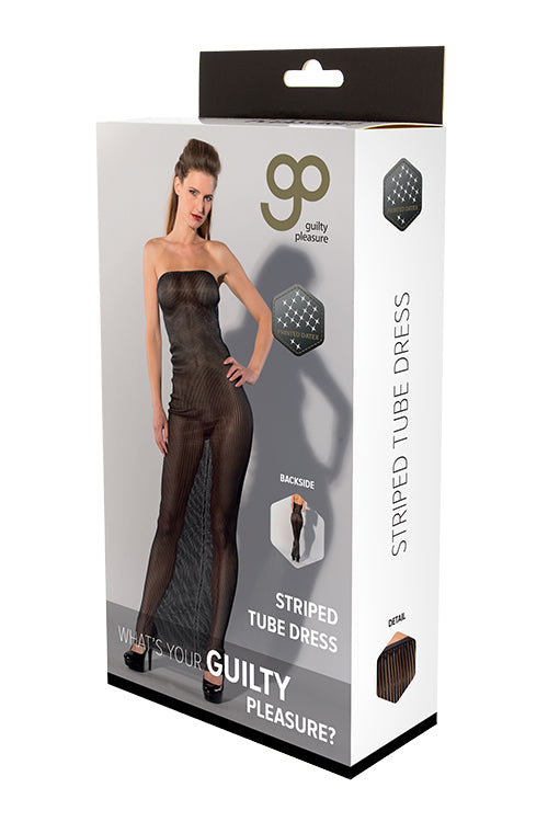 Gp Printed Datex Striped Tube Dress M