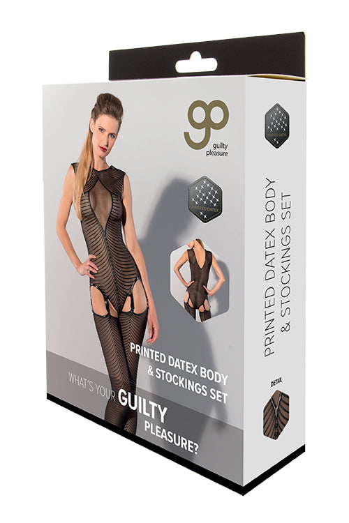 Gp Printed Datex Body & Stockingsset M