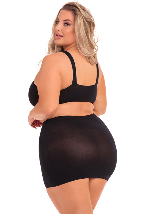 Be Seen 2pc Skirt Set Black Plus Size