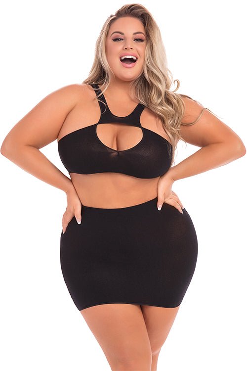 Be Seen 2pc Skirt Set Black Plus Size Be Seen 2pc Skirt Set Black Plus Size