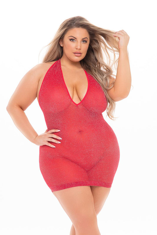 Love Bite Plunge Halter Dress Red Plus Size Love Bite Plunge Halter Dress Red Plus Size