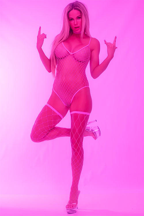 Choked Up Choker Bodysuit Pink Os