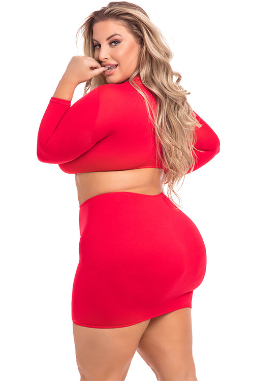 Stop & Stare 2pc Skirt Set Red 3xl/4xl