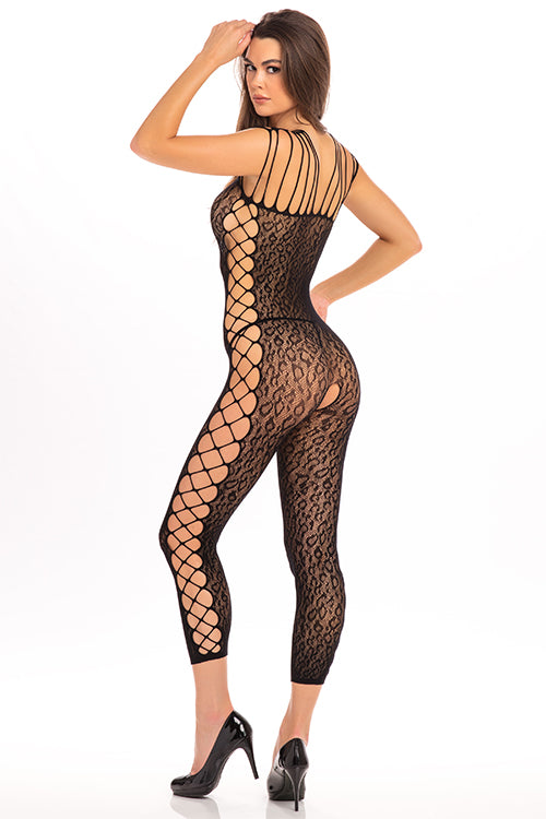 Animal Crotchless Bodystocking Black Os