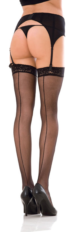Lace Top Sheer Thigh High W. Backseam Lace Top Sheer Thigh High W. Backseam - UABDSM