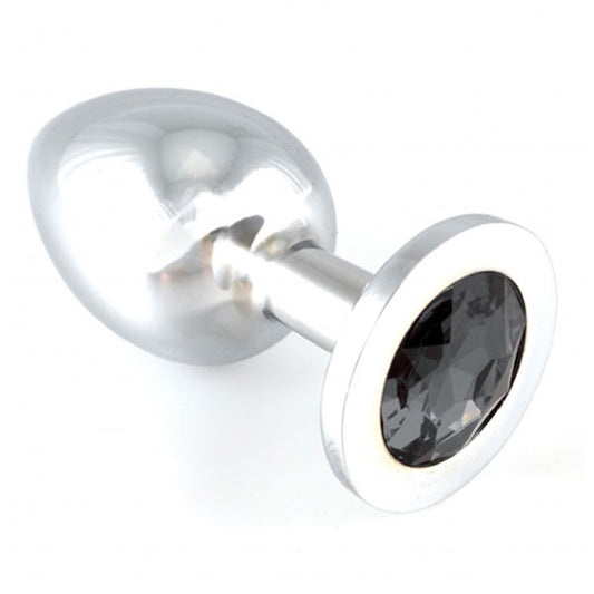 Heavy Metal Butt Plug With Black Crystal Heavy Metal Butt Plug With Black Crystal - UABDSM