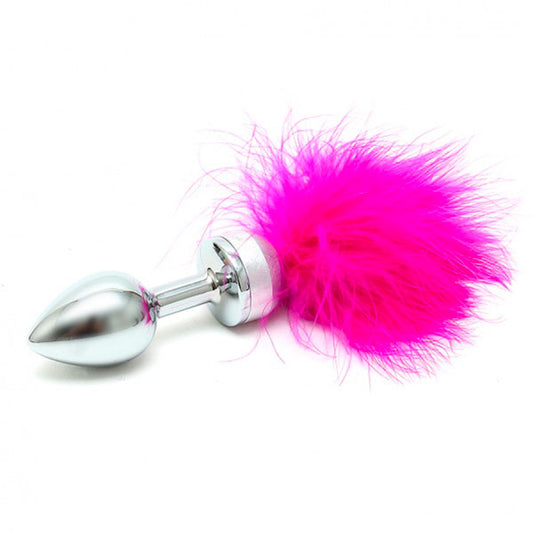 Small Butt Plug With Pink Feathers Small Butt Plug With Pink Feathers - UABDSM