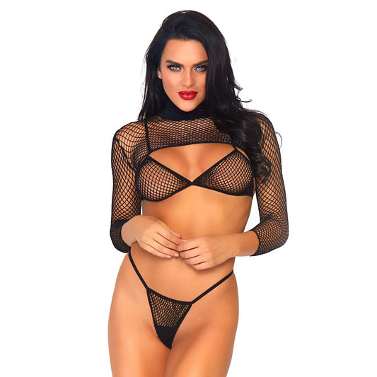 Leg Avenue Net Top Thong And Bra UK 6 to 12 Leg Avenue Net Top Thong And Bra UK 6 to 12 - UABDSM