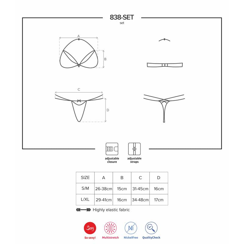 838-SET-1 2 Pieces Set with Lace Black - UABDSM
