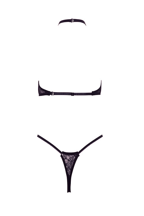 Barely Bare Peek A Boo Lace Teddy Black