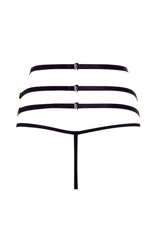 Barely Bare Strappy Garter & Panty Black