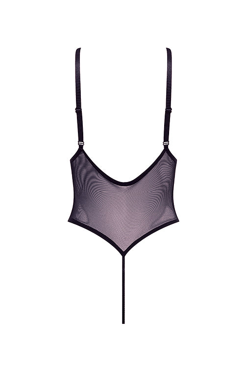 Barely Bare Lace Up Teddy Black