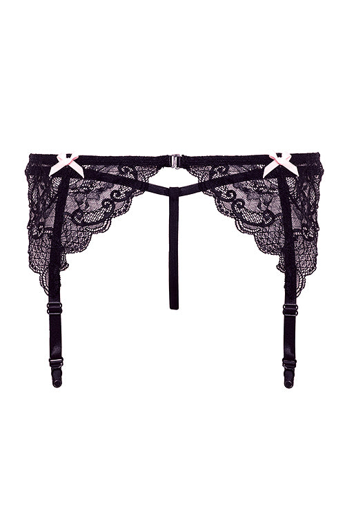 Barely Bare Garter Bows & Panty Black