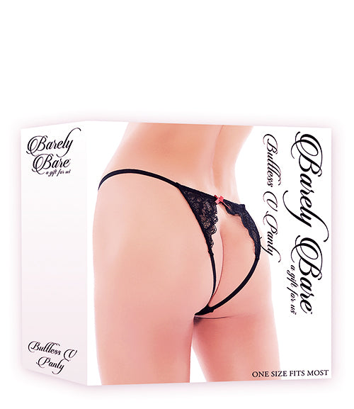 Barely Bare Buttless V Panty Black
