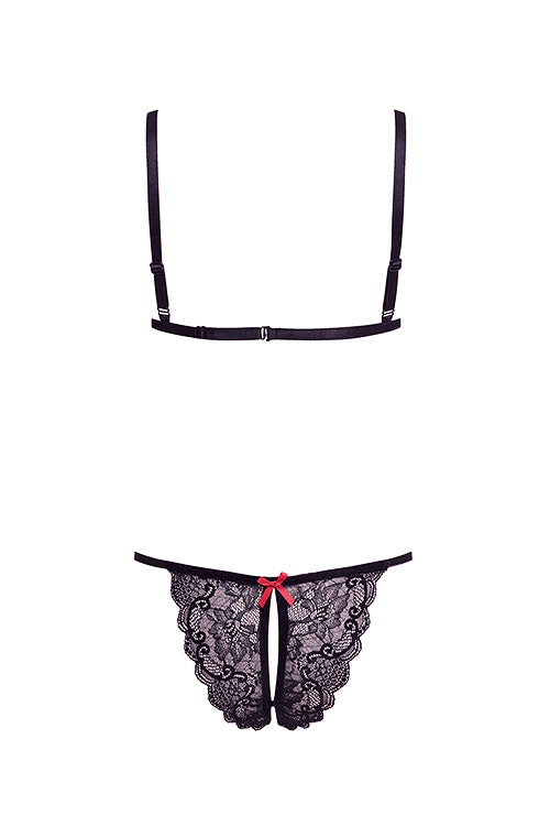 Barely Bare X Strap Bralette Set Black