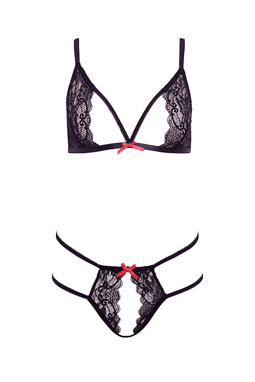 Barely Bare Tie Me Up Lingerie Set Black