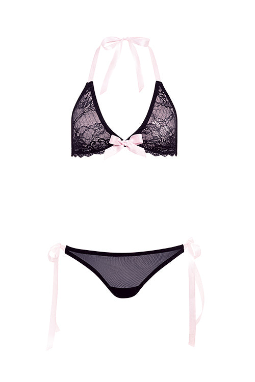 Barely Bare Ribbon Tie Bralette Set