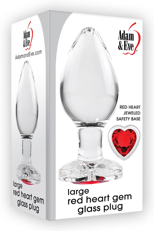 Adam Et Eve Red Heart Gem Glass Plug Large