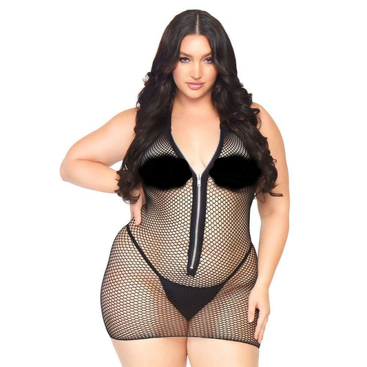 Leg Avenue Fishnet Zip Up Dress Plus Size UK 14 to 18 Leg Avenue Fishnet Zip Up Dress Plus Size UK 14 to 18 - UABDSM