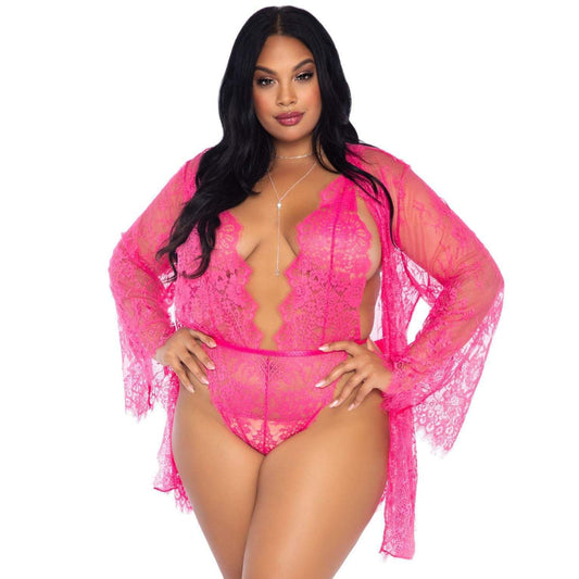 Leg Avenue Floral Lace Teddy and Robe Set Leg Avenue Floral Lace Teddy and Robe Set - UABDSM