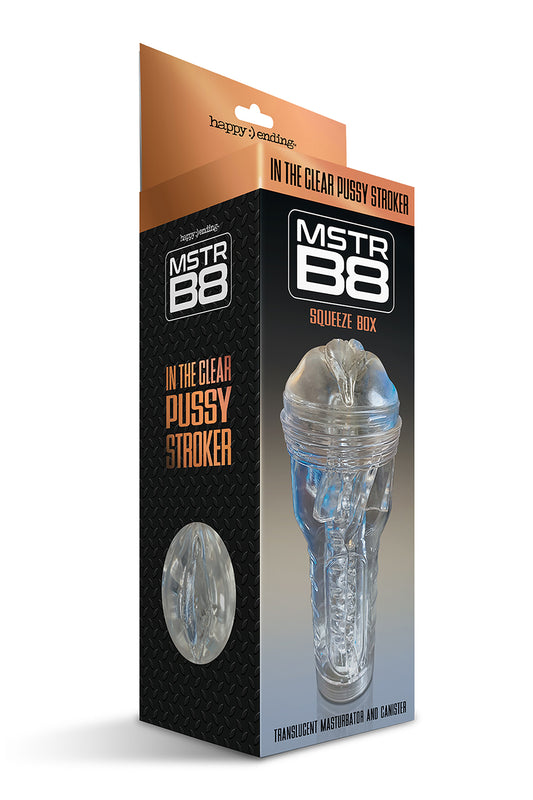 Happy Ending Mstr B8 In The Clear Pussy Stroker Squeeze Box Canister