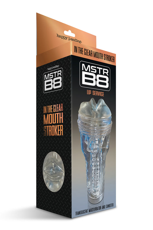Happy Ending Mstr B8 In The Clear Mouth Stroker Lip Service Canister