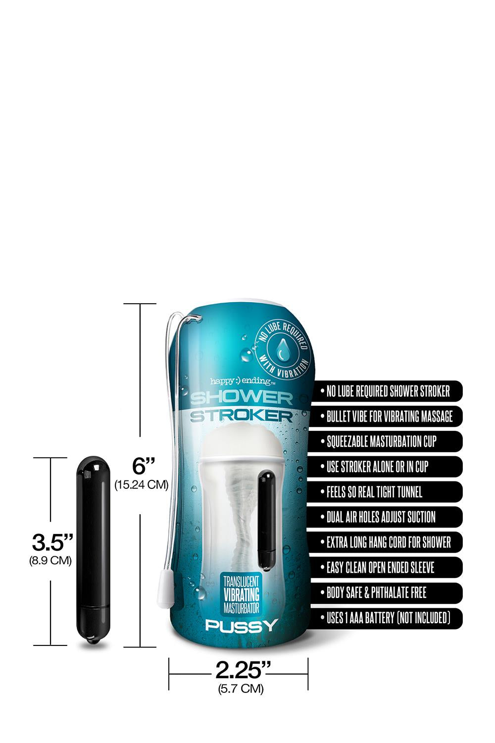 Happy Ending Vibrating Shower Stroker Self Lubricating Pussy