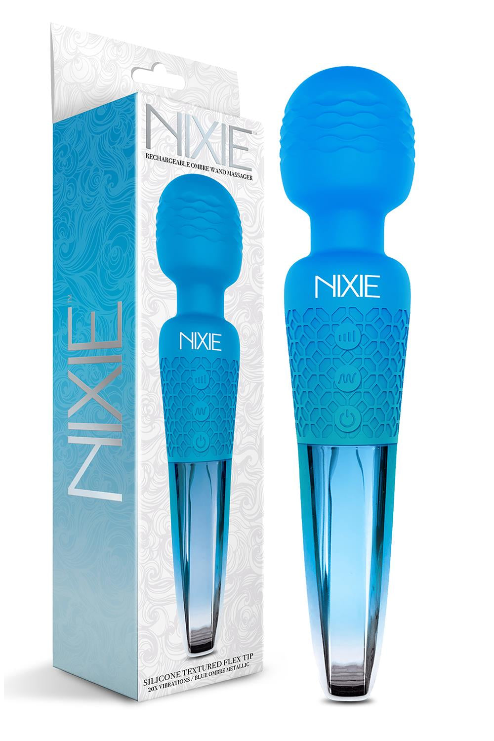 Nixie  Rechargeable Wand Massager Blue Ombre Metallic