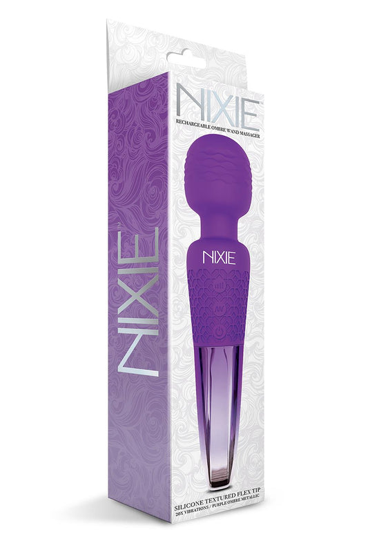 Nixie Rechargeable Wand Massager Purple Ombre Metallic