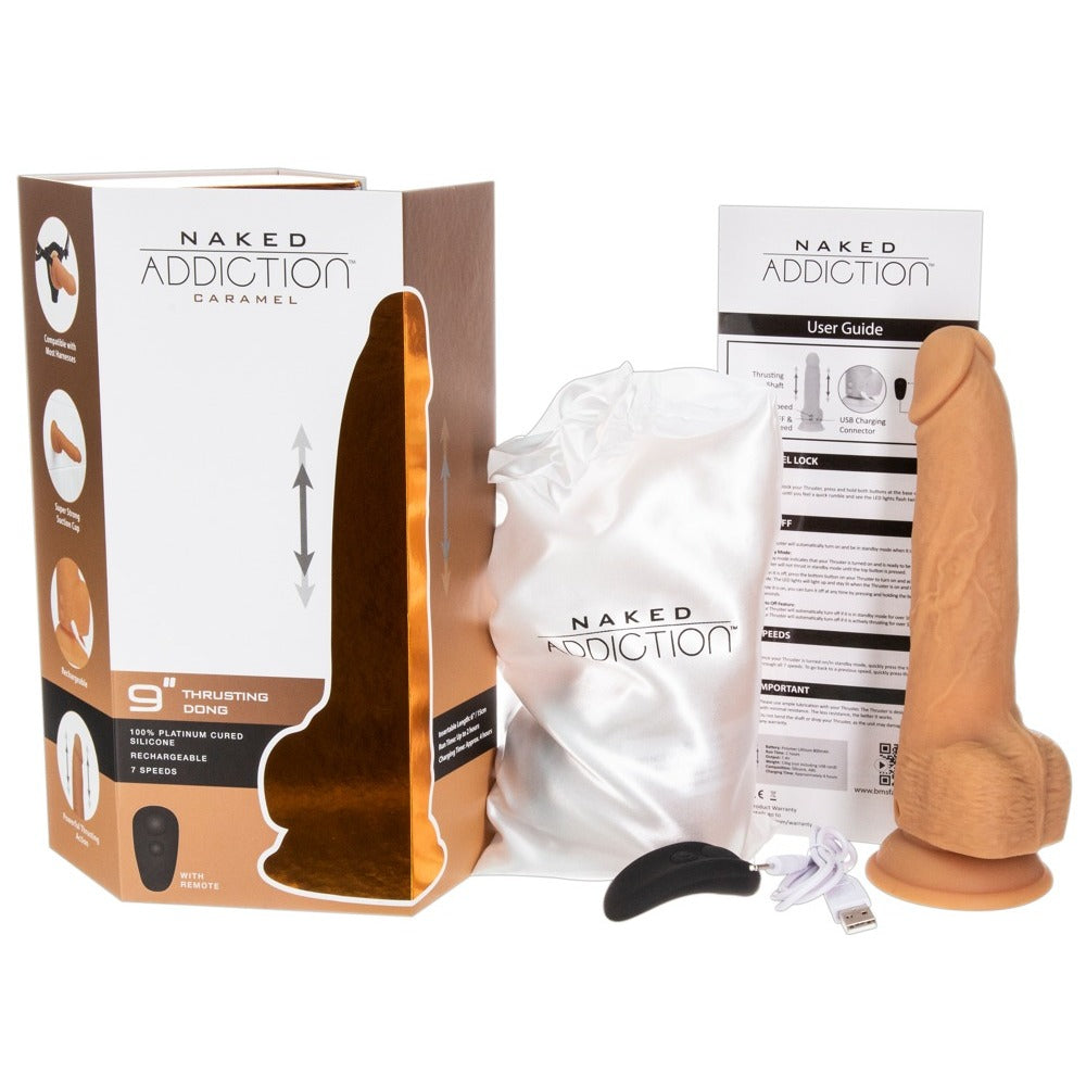 Naked Attraction 9 Inch Thrusting Dildo Caramel - UABDSM