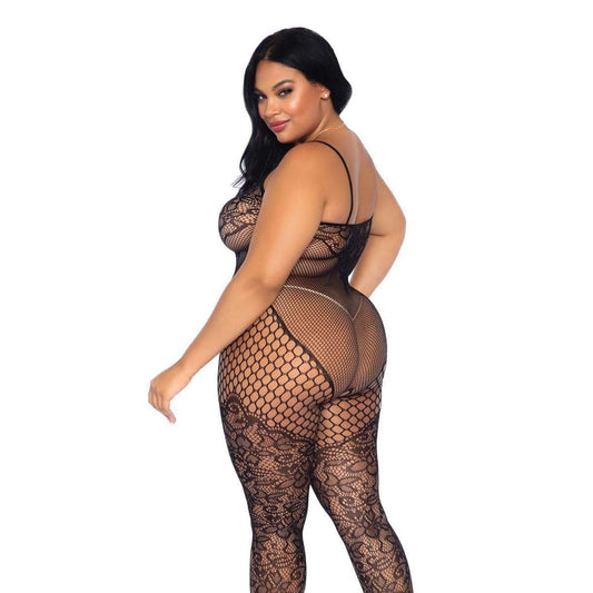 Leg Avenue Lace and Net Body Stocking UK 14 to 18 - UABDSM