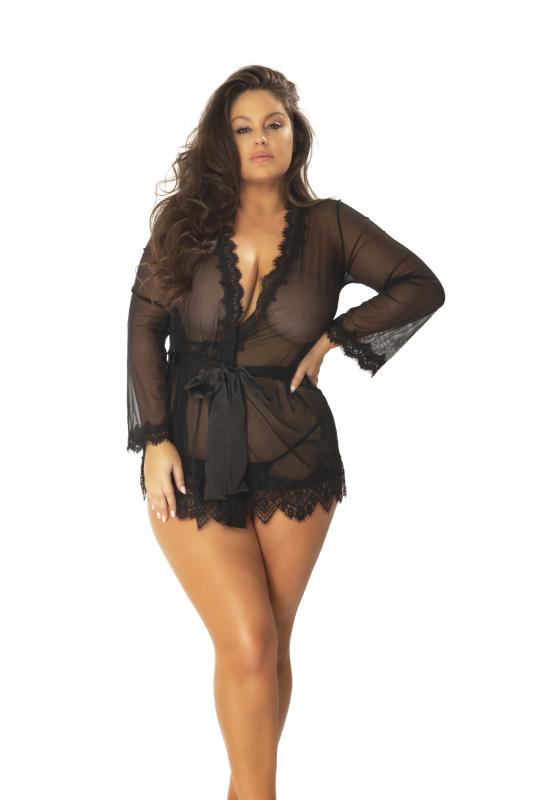 Sheer Kimono With Thong - Curvy Sheer Kimono With Thong - Curvy - UABDSM