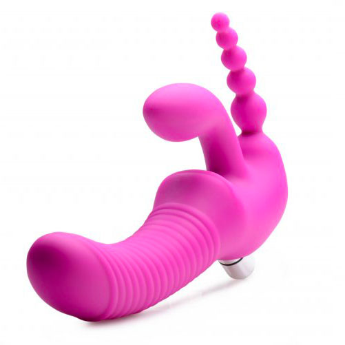 XR Regal Rider Vibrating Silicone Strapless Strap On Triple G Di - UABDSM