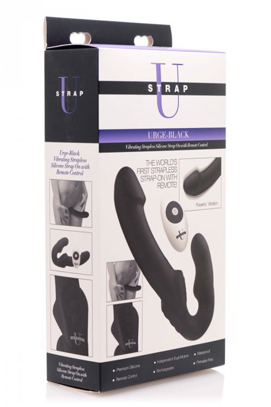 Urge Strapless Strap-On Vibrator - Black - UABDSM