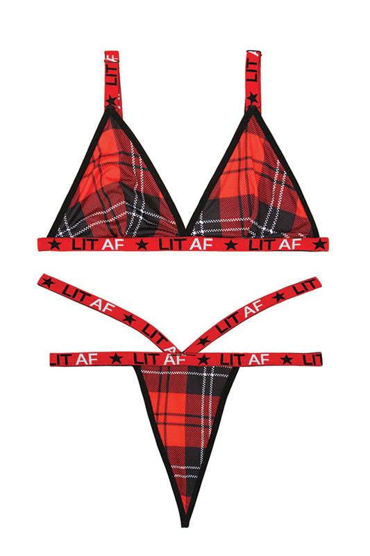 Plaid Patterned Bra Set Plaid Patterned Bra Set - UABDSM