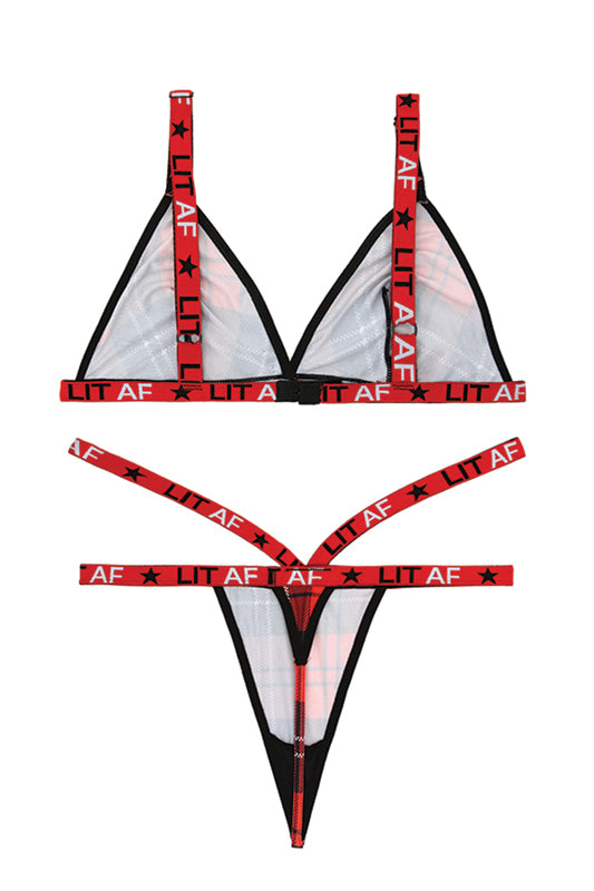 Plaid Patterned Bra Set - UABDSM