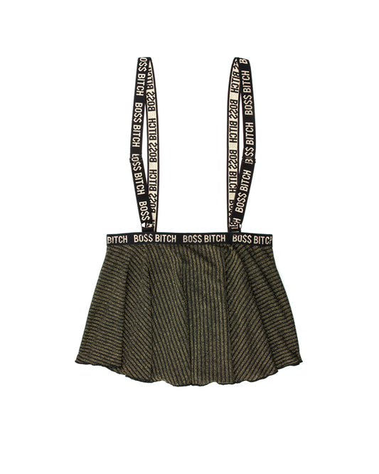 Skater Skirt With Suspenders - Black/Gold Skater Skirt With Suspenders - Black/Gold - UABDSM