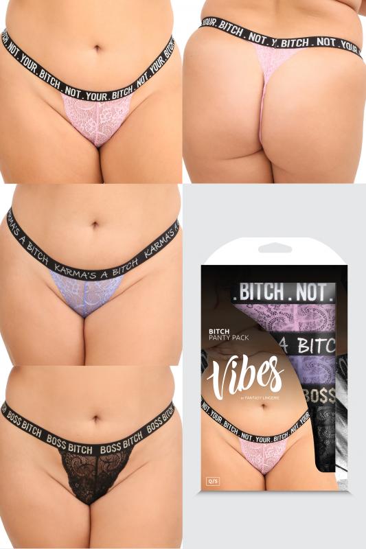 Bitch 3 Pack Thongs - Curvy Bitch 3 Pack Thongs - Curvy - UABDSM