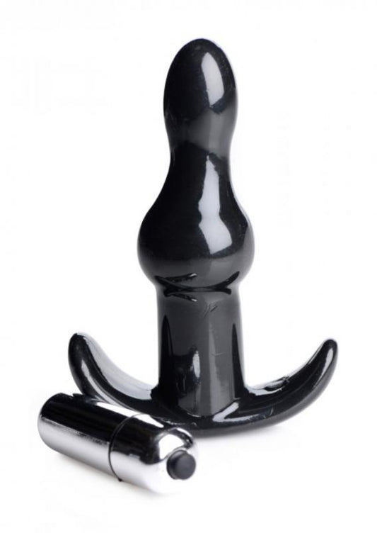 Bubbly Vibrating Anal Plug With Ribbing - Black - UABDSM