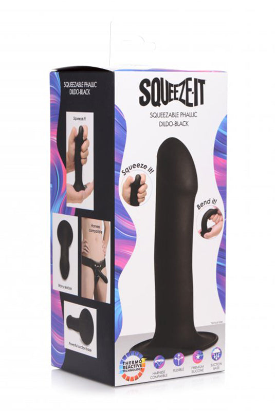 Squeeze-It Phallic Dildo - Black - UABDSM