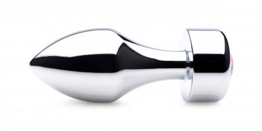 Aluminum Butt Plug With Pink Crystal - Small - UABDSM