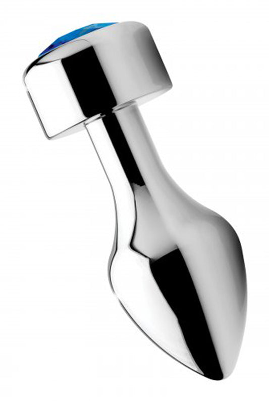 Aluminum Butt Plug With Blue Crystal - Large Aluminum Butt Plug With Blue Crystal - Large - UABDSM