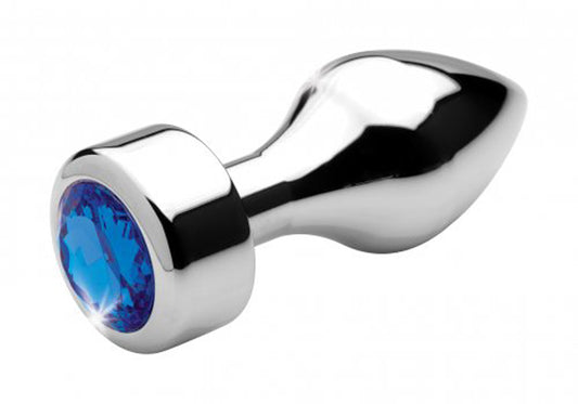 Aluminum Butt Plug With Blue Crystal - Medium Aluminum Butt Plug With Blue Crystal - Medium - UABDSM